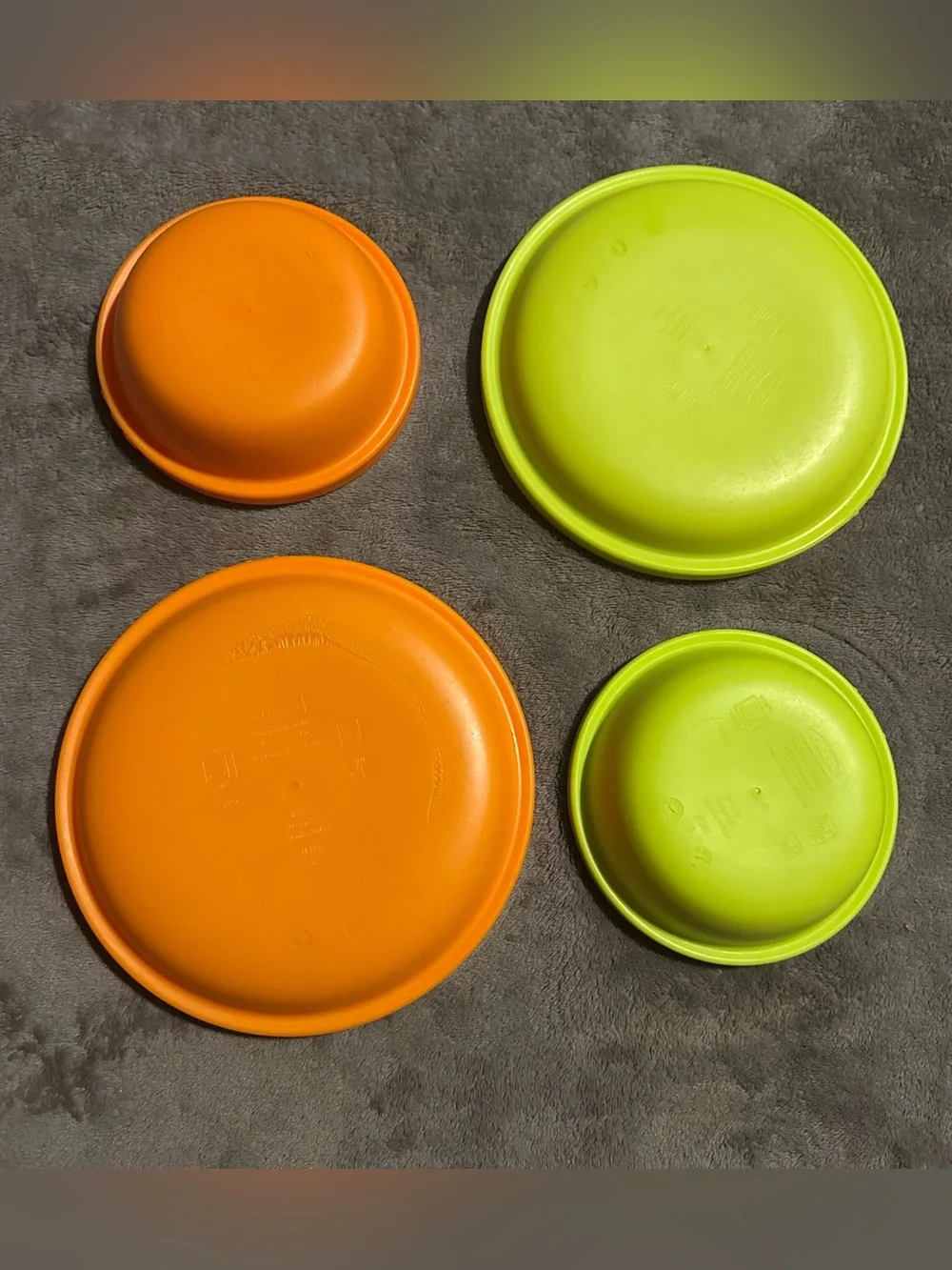 IKEA Kids Plastic Bowl Plate Set Orange Lime Green 4 Pc Discontinued Children
